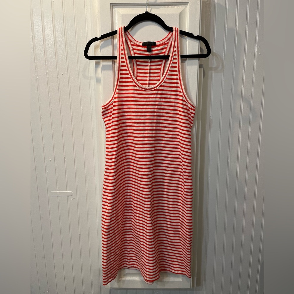 Orange and White Striped Racerback Tank Dress